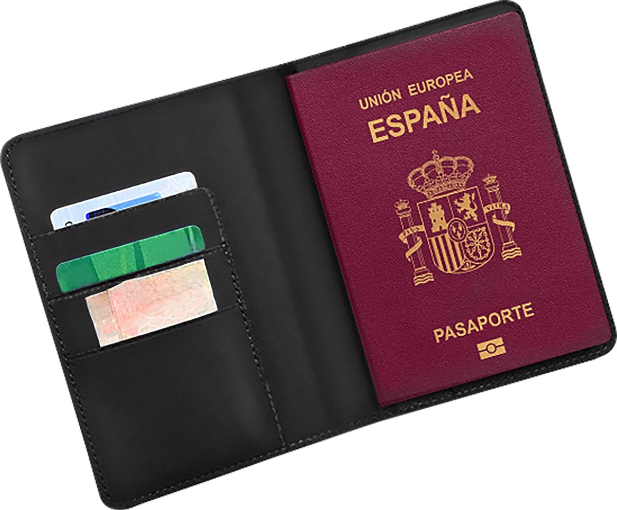 Scapade AirPass Paspoort Portemonnee met Find My – Uitgerust met Apple Find My Technologie – Draadloze Oplaadbare Batterij – Voorzien van 3 Interne Kaartsleuven - Zwart