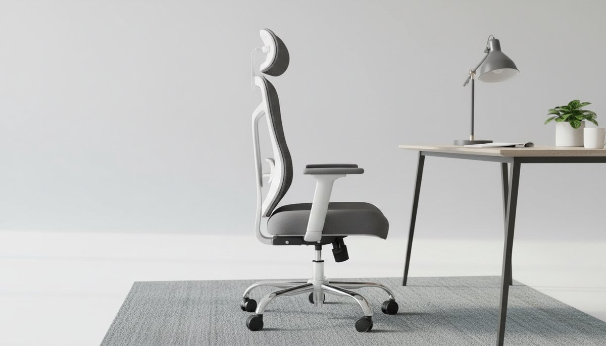 Ergonomische bureaustoel Casa Velluto V-Comfort | Mesh Kantoorstoel & Gaming Stoel Hoog | 3D-lendensteun, 3D-armleuningen, verstelbare hoofdsteun | Comfortabele bureaustoel voor kantoor en thuis | Wit