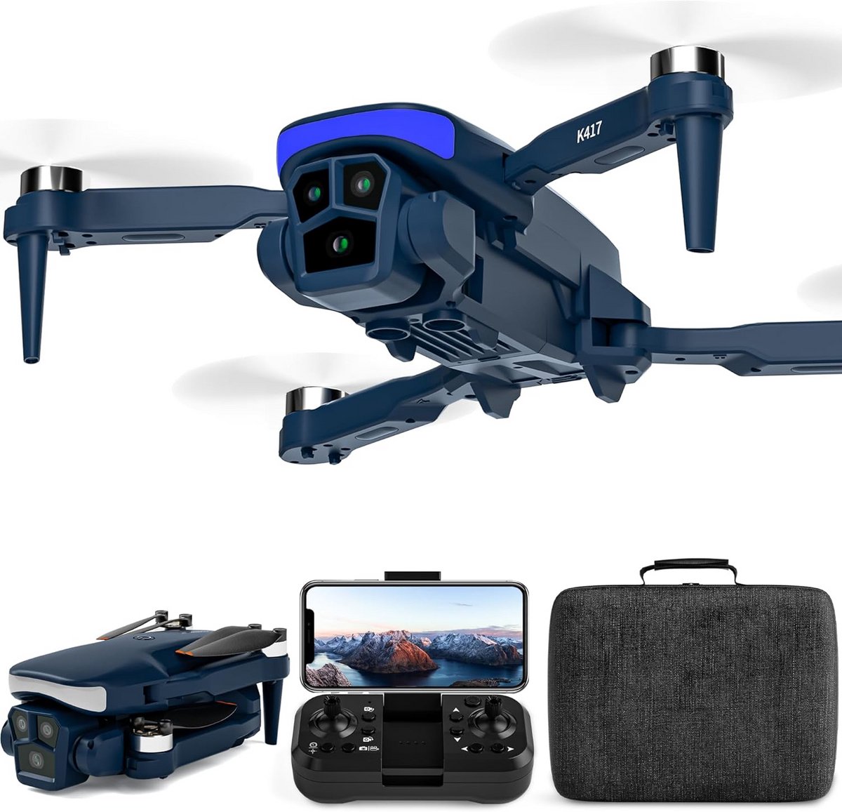 Mini Drone - RC Quadrocopter - Beginner Vliegen - HD Camera FPV - 15x20cm - Blauw