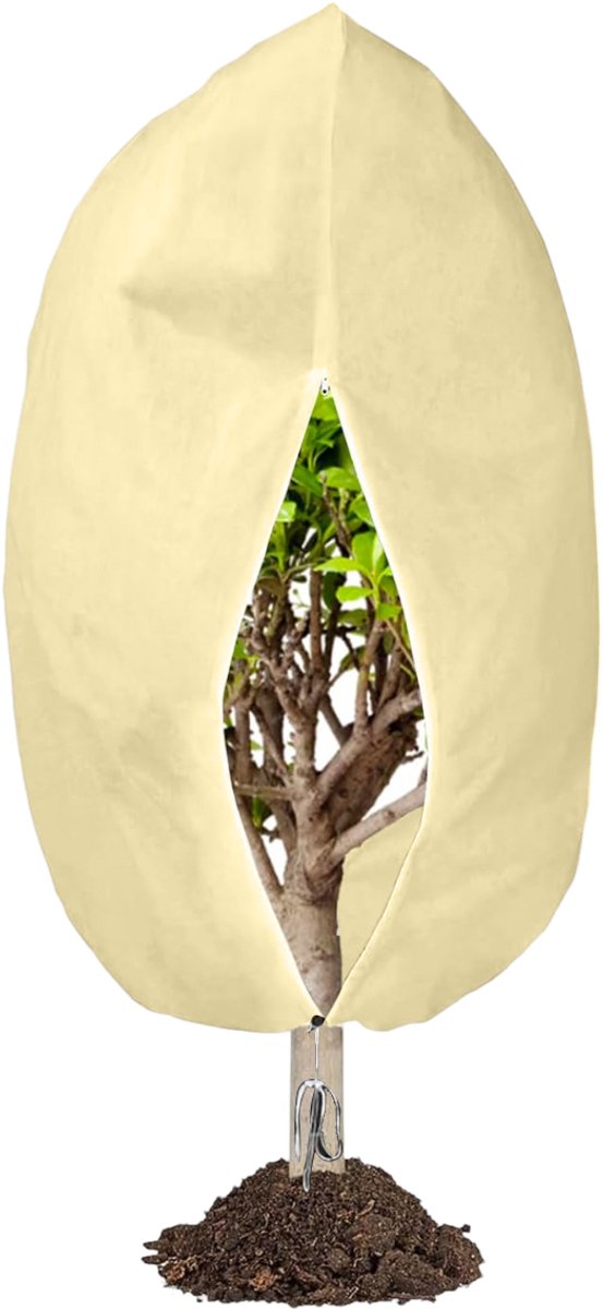 carmdering - Plantenhoes voor de winter - plantenbeschermingszak -Vliesdoek tegen vorst - Plantenhoes - Winterhoes - Duurzaam - Ritssluiting - UV-doorlatend - Vliesdoek plantenbescherming - 80x100 cm