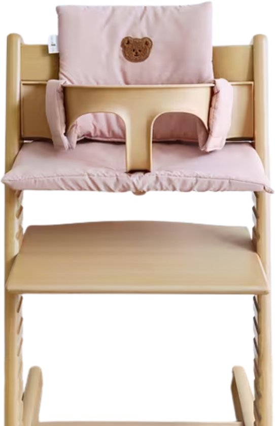 HHHK - Stokke Tripp Trapp Kussenset - Zitkussen en Rugkussen - Roze met Beertje - Stoelverkleiner - Babyset Kussen van Merkloos — afbeelding 2
