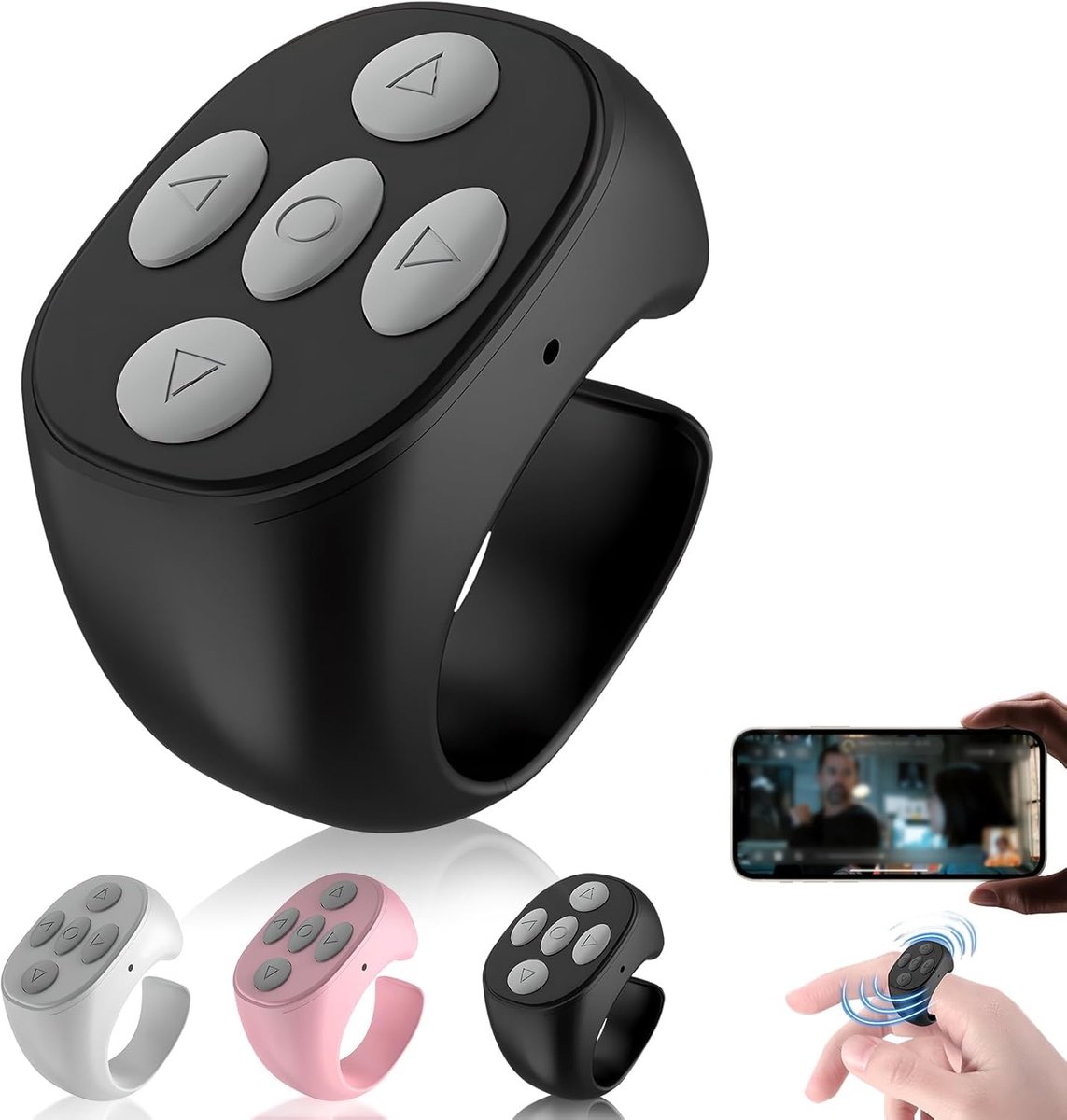 Bluetooth Afstandsbediening - Bluetooth Ring - Oplaadbare - App Bediening - Bluetooth remote - - Video Scrolling Ring - Slimme Bediening voor je Smartphone - Bluetooth 5.3 - voor korte video's, muziek, camera-apps - Zwart
