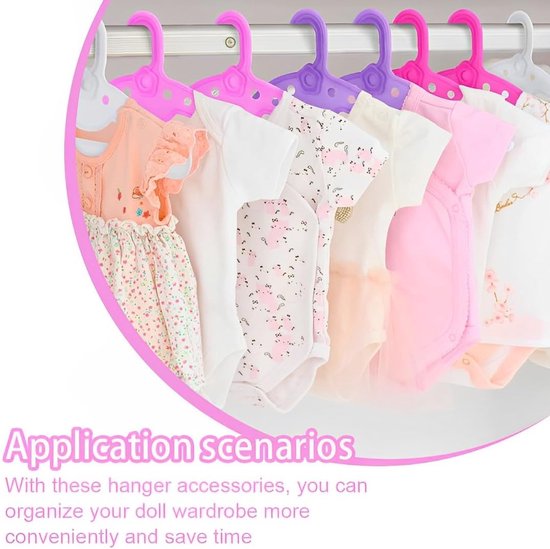Mini Kleerhangers - Poppen Accessoires - Poppen Garderobe - Duurzaam Kunststof - 20 Stuks - Meerkleurig van Merkloos — afbeelding 2
