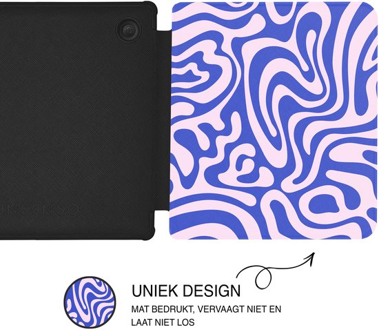 Lunso Geschikt voor Kobo Libra Colour hoesje (7 inch) - Vegan Saffiano Leren Sleep Cover - Voilet Vortex van Merkloos — afbeelding 5