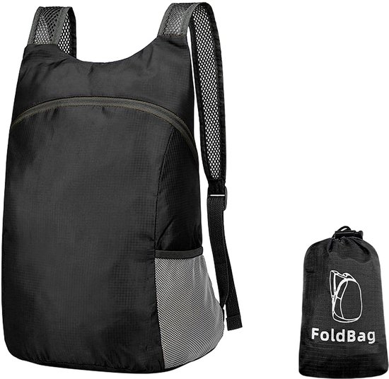 20L Wandelrugzak – rugzak – Opvouwbaar ontwerp – Draagbaar – Casual tas voor dagtochten – Polyester – Zwart