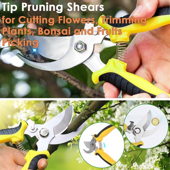 1 stuk - Snoeischaren - rvs - Snoeischaar - Geel - Scherpe en duurzame schaar - Geschikt voor planten - Takken - 19*5.8cm - Bloemen snoeien - Gemakkelijk en moeiteloos — afbeelding 4