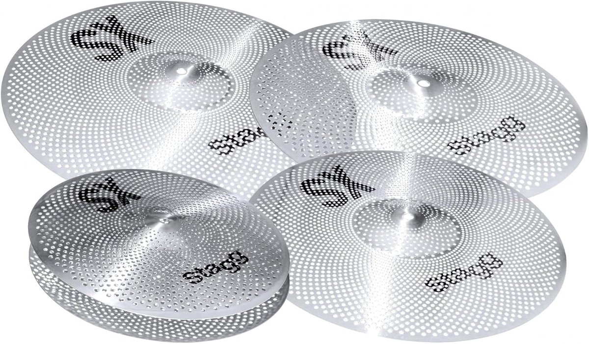 Cymbal Set - Stille Bekkens - Stil Oefenen - Compleet Met Tas - 14 16 18 20 - Metaal