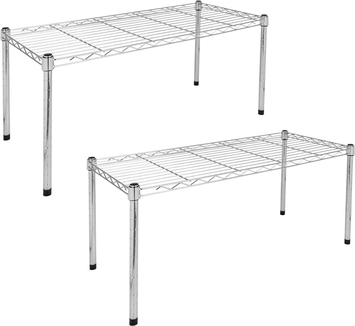 Opbergrek Set - Stalen Organizer - Ruimte Indelen - Verstelbare Planken - 30x14x15 Inch - Chroom