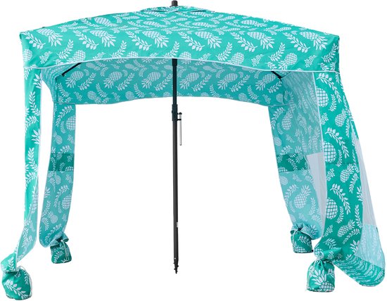 VEVOR Strandcabana 183x183cm, Strandluifel met Zijwanden, UPF 50+ Zonbescherming, Strandpaviljoen met Zandzakken, Lichtgroen Patroon van Vevor — afbeelding 2