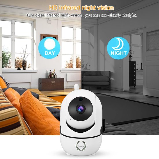 Fuegobird Indoor IP Camera - 1080P - PTZ Beveiligingscamera - Reclamevrije App (Ad-Free) - 355° Draaibaar - Huisdiercamera - Baby camera - Tweeweg Audio - Bewegingsdetectie - Compatibel met 2.4G/5G WIFI - Wit van Merkloos — afbeelding 4