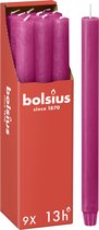 Bolsius - Rustieke Dinerkaarsen - Fuchsia Roze - 9 stuks - 13 branduren - 27cm