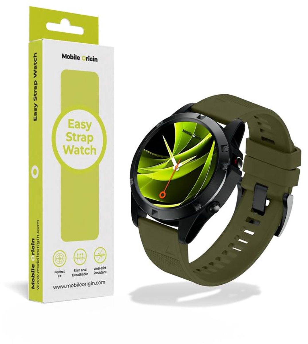 Mobile Origin Easy Strap Horloge 20Mm Donkergroen