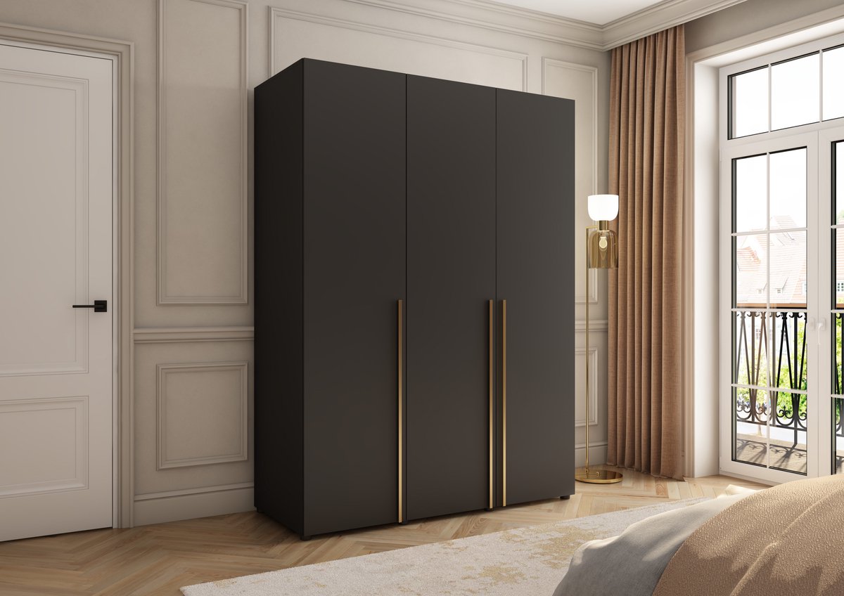 Pro-meubels - Kledingkast Deventer - 150cm - Zwart mat - Garderobekast - Slaapkamer