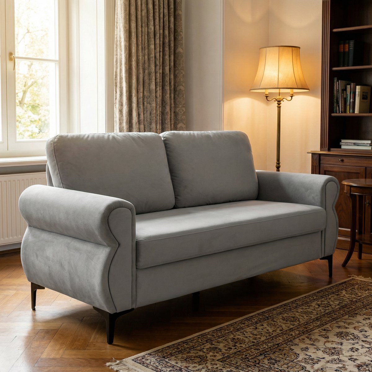 STILVORA Sofa 173,5 Cm - Compacte 2-Zits Met Verwijderbare Hoezen - Voor Appartement En Woonkamer - Stof Lichtgrijs
