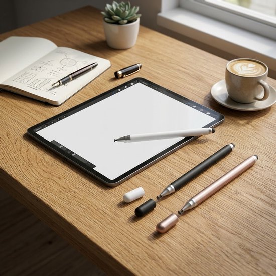 Wit zwart roségoud touchscreen pen stylus pen set 3 stuks dames heren met dubbele punt en rubber tip voor smartphone en tablet — afbeelding 2