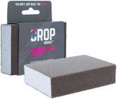 CROP schuurblok 4-zijdig, korrel 220, met verpakking. Schuurbok is grijs met witte zijkant.