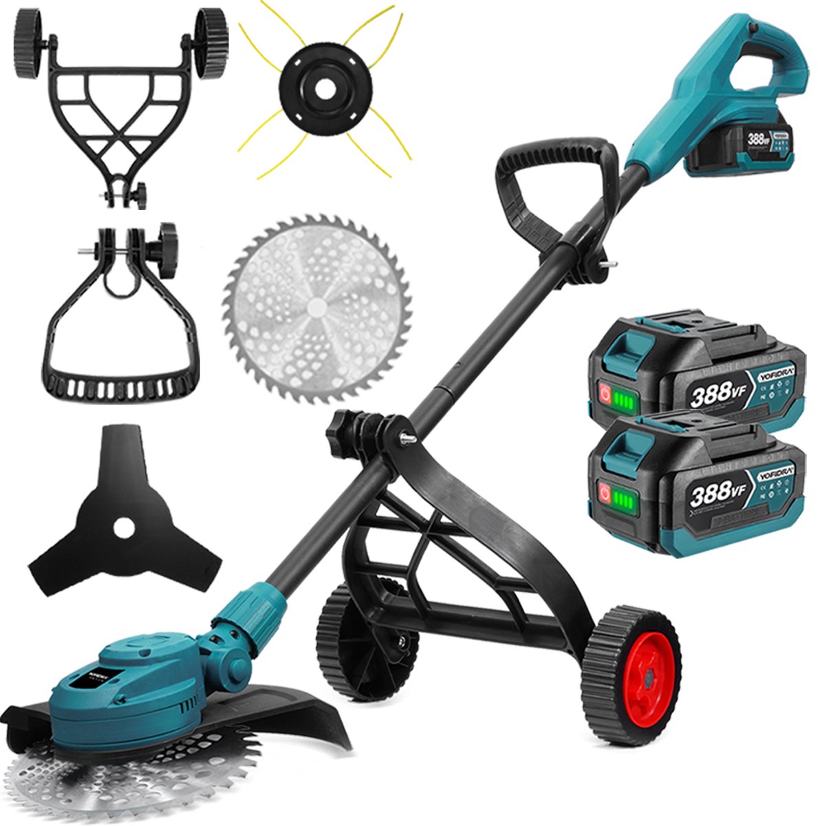 Yofidra Accu Grastrimmer - 25cm Kantenmaaier - Borstelloze Bosmaaier - met 2x Accu’s - Elektrische Grastrimmer - voor grastrimmers en struiken