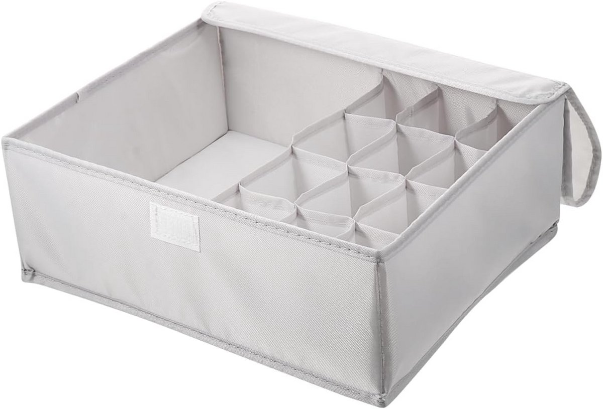Opbergdoos Ondergoed - Lade Organizer - Kast Ordenen - Met Beschermdeksel - 30x25x11.5cm - Grijs
