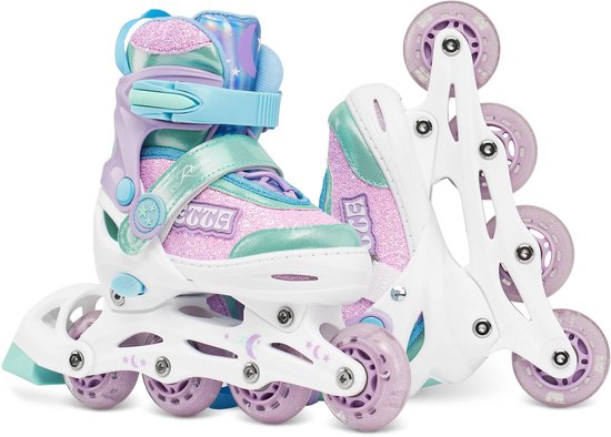 LIRENGUI Verstelbare kinderen inline skates voor meisjes, 4-wielige inline skates voor kinderen en tieners met lichtgevende wielen voor sport, Roze Paars, Medium LIRENGUI Verstelbare kinderen inline skates voor meisjes, 4-wielige inline skates voor kinderen en tieners met lichtgevende wielen voor sport, Roze Paars, Medium