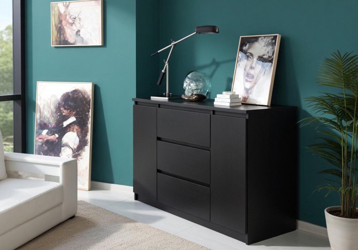 Ladekast - 120x78x39 cm - Zwart - Novihome