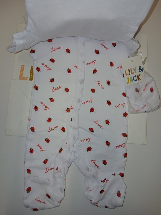 Lily & Jack - cadeauset baby - 5-delig - meisjes - newborn - lieveheersbeestjes - love - maat 50 — afbeelding 4