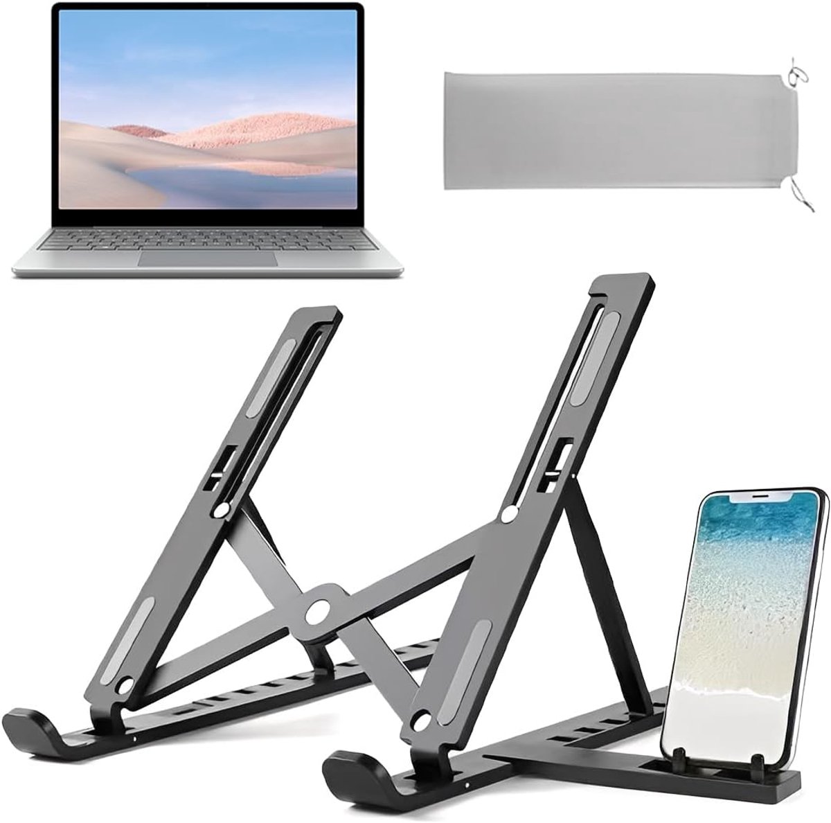 Laptopstandaard - Notebook Houder - Thuis Werken - In Hoogte Verstelbaar - Geventileerd