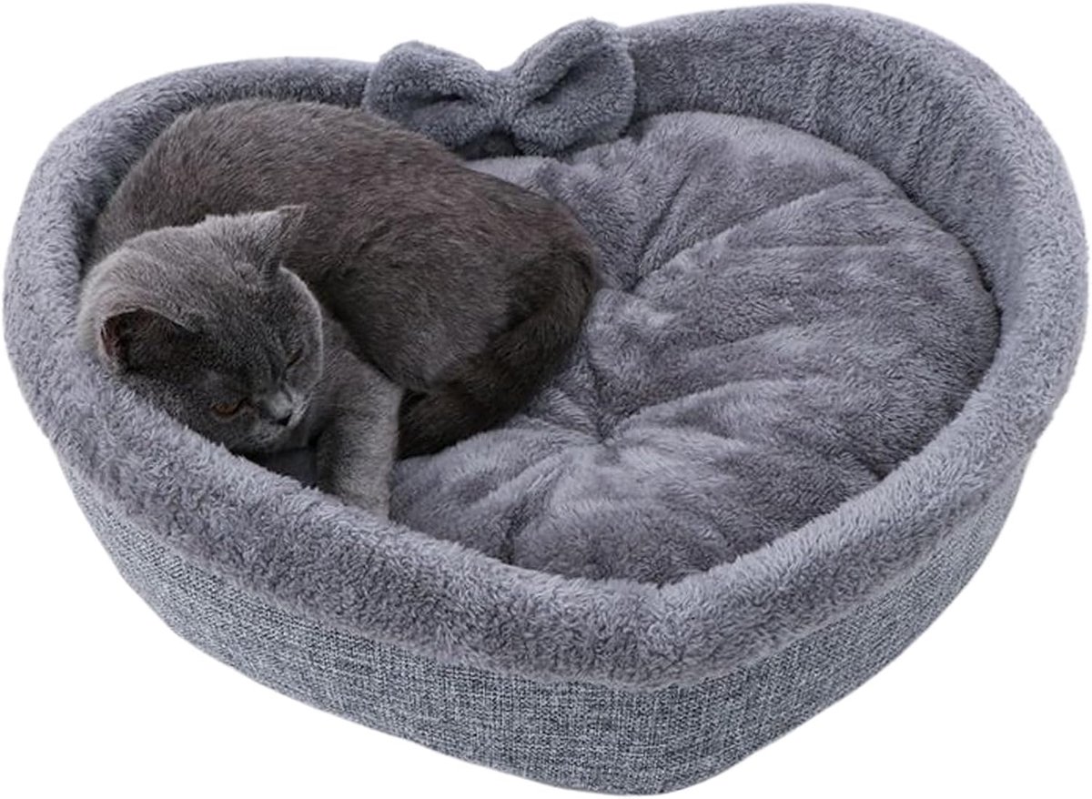 Huisdierbed Hartvorm - Kattenmand Dierenmand - Binnen Buiten Ontspannen - Ergonomisch Wasbaar - Tot 12.5 KG - Grijs
