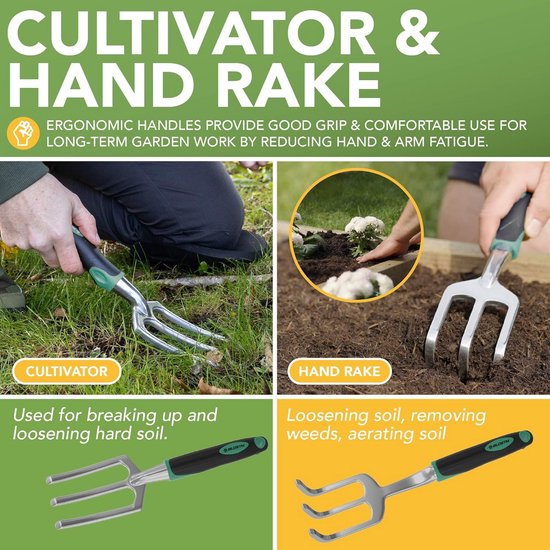 Tuingereedschap Set - Tuin Werkset - Planten en Wieden - Roestbestendig en Ergonomisch - 30 x 15 x 215 cm van Tuingereedschap. — afbeelding 4