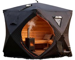 Buitensauna Tent - Outdoor Spa - Ontspanning Buiten - Warmte-isolerend Winddicht - 189 X 189 X 198 Cm - Zwart