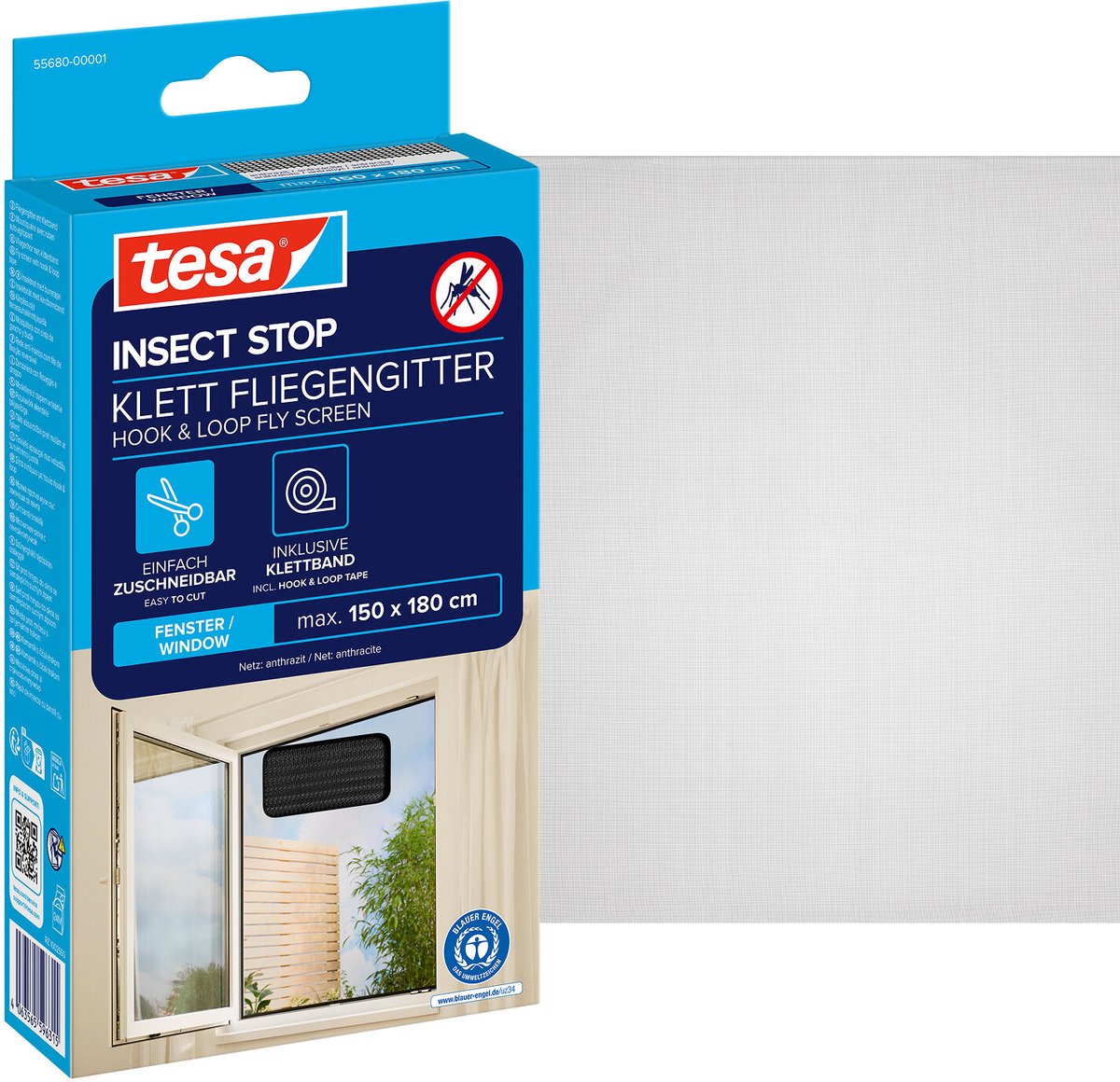 Insectenhor tesa® Insect Stop COMFORT raam 1,3x1,5m zwart