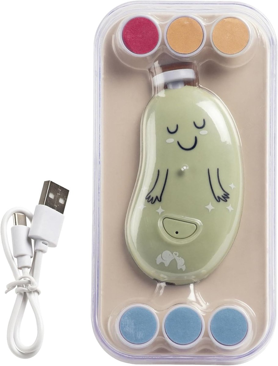 Elektrische Nagelvijl Baby - Baby Nagelknipper - Zacht Vijlen - 7 Vijlen Inclusief - 3 Snelheden LED - Groen