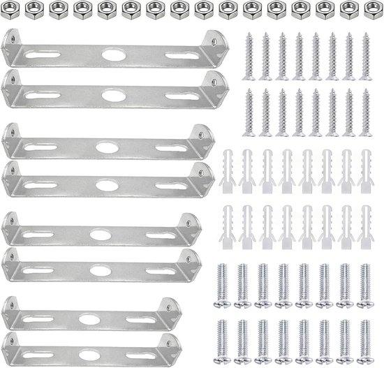 Universele plafondbeugels set 8 stuks 80-110mm zilver wit, carbon staal, stevig voor lampen ophangen