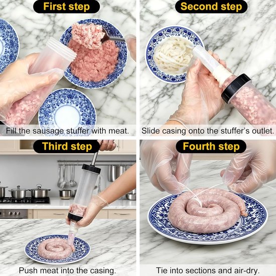 1 stuk - Worstvullers - plastic vleesvultrechter - hotdogvuller - met 3 vulbuizen in verschillende maten - geschikt voor zelfgemaakte worsten - voor familiebijeenkomsten en barbecues - 30.2×10.6cm — afbeelding 3