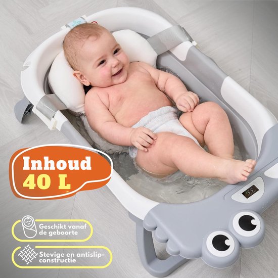 VH Supplies®Baby Badje met Standaard - Peuterbadje - Babybadset - Grijs — afbeelding 4