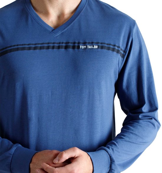 TOM TAILOR - pyjamaset lang basic logo blauw