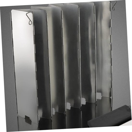 Kampeer Kooktoestel Windscherm - Opvouwbaar Windblok - Buiten Koken - 8 Delige Set - 24x8.4cm - Zilver — afbeelding 4
