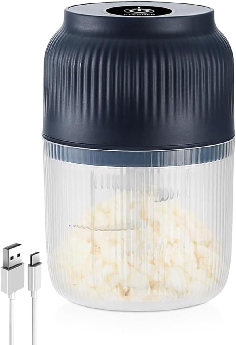 Mini Keukenmachine - Elektrische Hakker - Snel Ingrediënten Snijden - Draadloos USB Opladen - Compact Formaat - Zilver