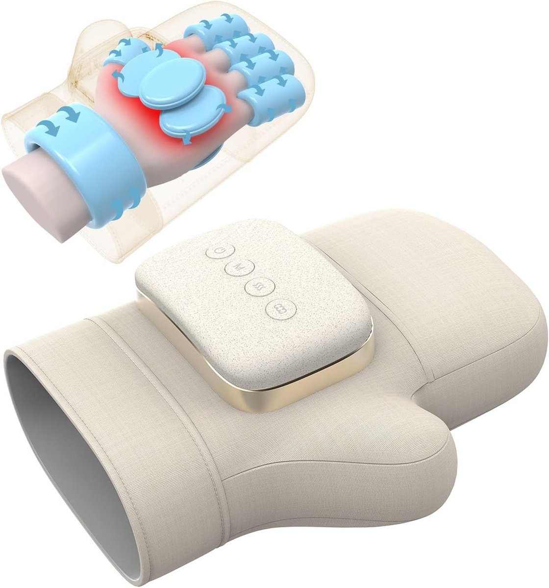 Draagbare Handmassager - Verwarmde Polssteun - Spierontspanning Thuis - Intelligente Luchtdruk - 5 x 2.5 x 7.6 cm - Kaki