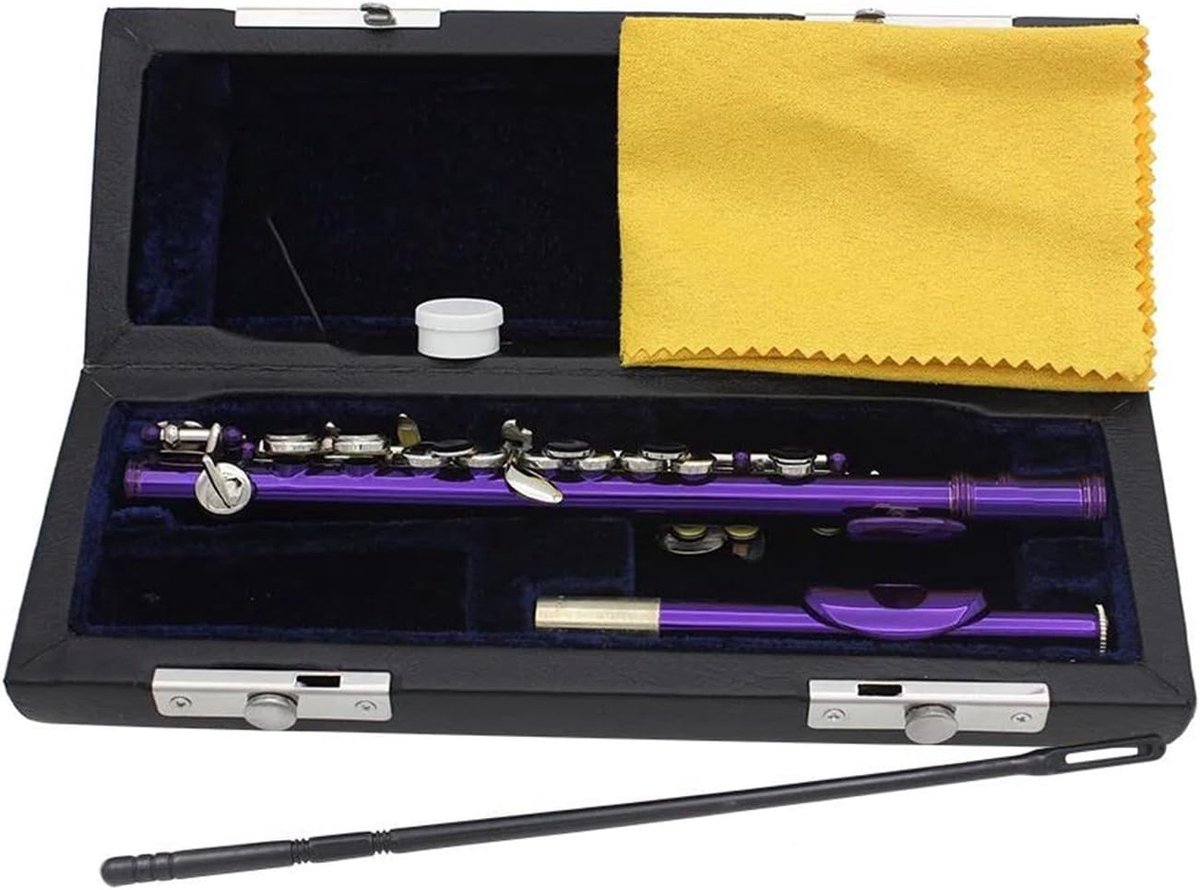 Piccolo Fluit - Kleine Dwarsfluit - Muziek Maken - 16 Sleutels - 31.5 cm Lengte - Paars