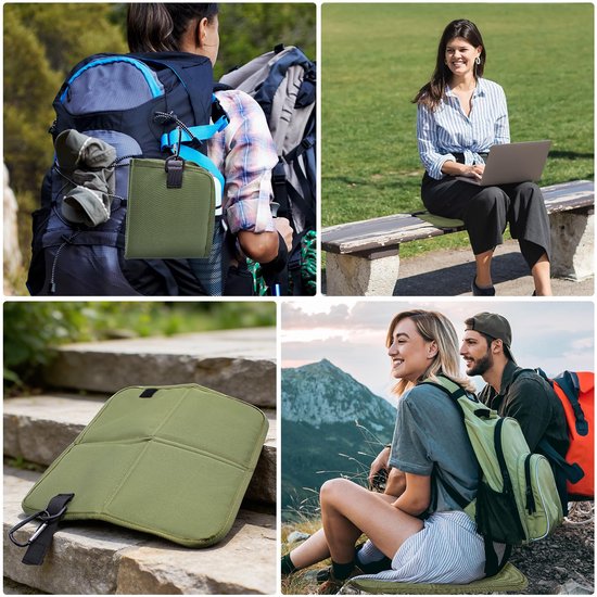 2 stuks Opvouwbaar Zitmatje - zitmatten voor backpacken - Opvouwbaar zitkussen voor buiten - Met karabijnhaak - Vochtbestendige mat - Draagbaar en waterdicht - Verdikte Oxford-stof - Geschikt voor wandelen - kamperen en gebruik in de tuin — afbeelding 4