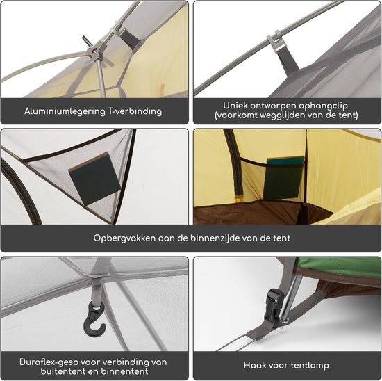 Naturehike Star River 2 – 2 persoons lichtgewicht tent – Waterdichte kampeertent – 210T 3000MM 4-seizoenen – Inclusief grondzeil – Outdoor koepeltent – Groen — afbeelding 4