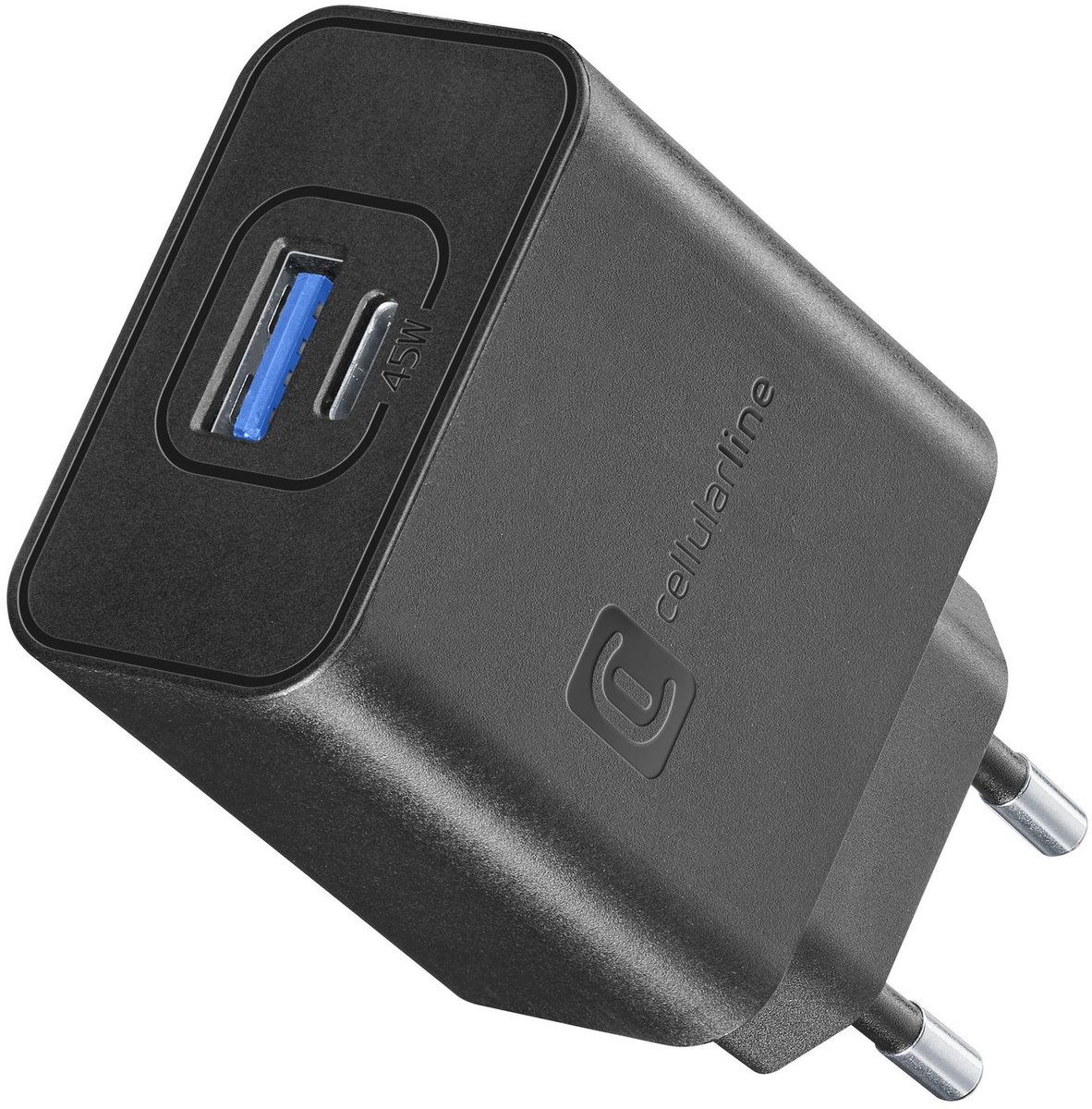 Cellularline ACHSMUSB2PD45WK oplader voor mobiele apparatuur Smartphone, Universeel Zwart AC Snel opladen Binnen