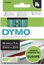 DYMO originele D1 labels | Zwarte Tekst op Groen Label | 19 mm x 7 m | zelfklevende etiketten voor de LabelManager labelprinter | gemaakt in Europa