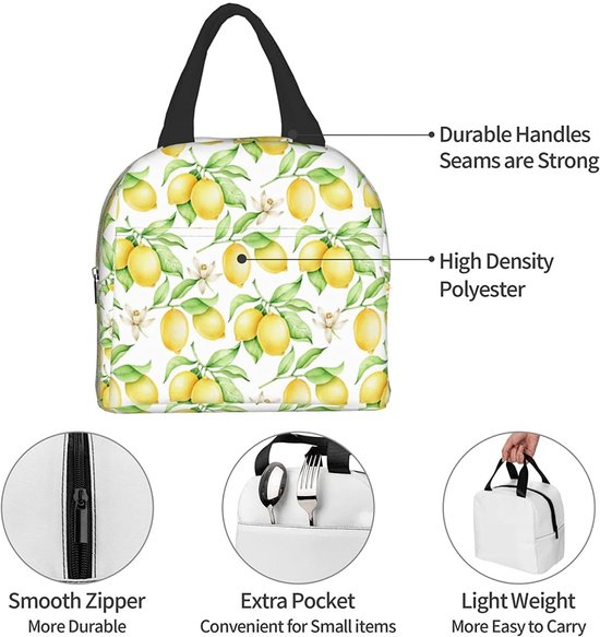 Lunchtas - Lunchbox tas - Verse lunch bewaren - Herbruikbaar en geïsoleerd - Niet gespecificeerd - Fruitprint — afbeelding 2