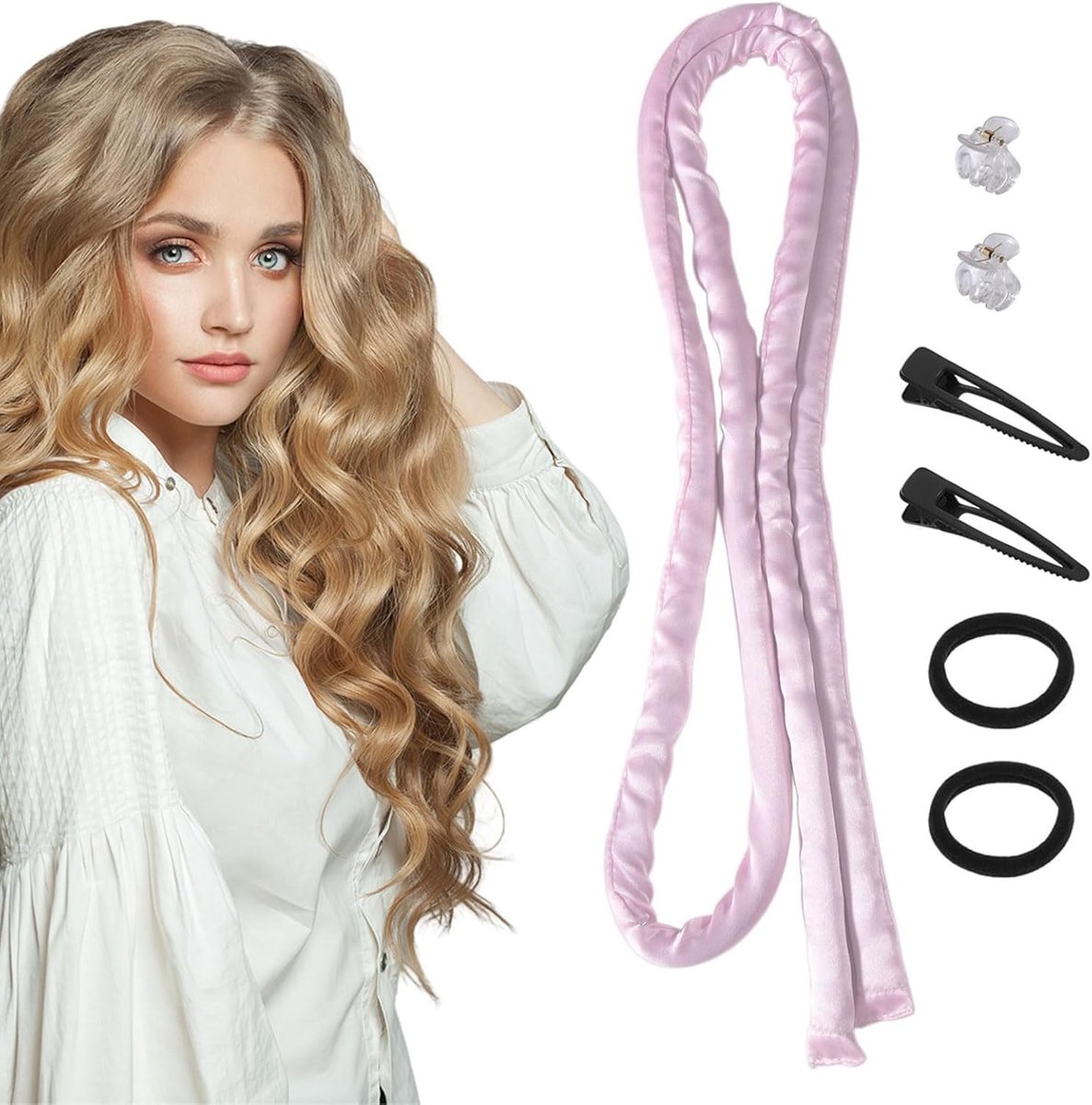 Hittevrij Krulband - Nacht Krullers - Haar Styling - Zonder Hitte Schade - 20 x 10 x 2 cm - Roze