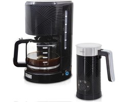 Koffiezetapparaat Melkopschuimer - Filterkoffie Apparaat - Koffie Drankjes Maken - 4-in-1 Functionaliteit - 1.25 Liter Capaciteit - Zwart