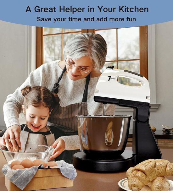 Deeg Mixer - Keukenmachine - Bakken Thuis - 7 Snelheden Instelbaar - 2L Kom — afbeelding 2