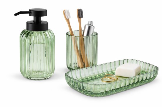 MSV 3-delige badkamer-accessoireset van keramiek, motief