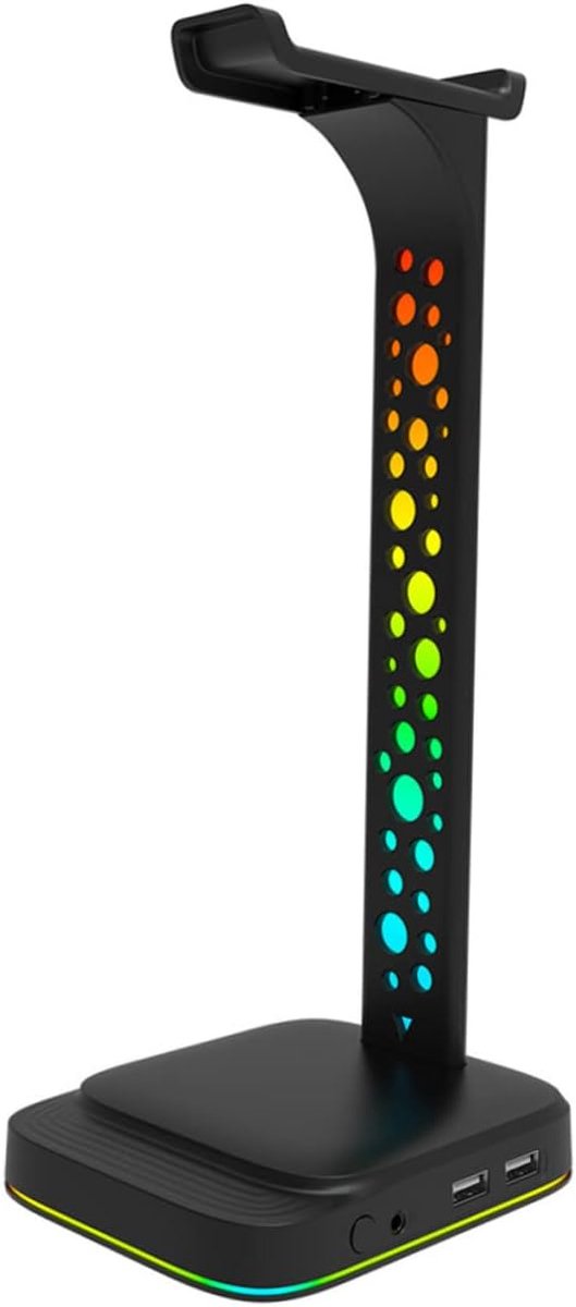 Hoofdtelefoonstandaard - Koptelefoonhouder - Gaming Setup - RGB Verlichting - 26.7 cm - Zwart