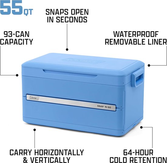 Opvouwbare Koelbox - Geïsoleerde Harde Koeler - Kamperen en Picknicken - Ruimtebesparend Ontwerp - 52 Liter Capaciteit - Blauw — afbeelding 4